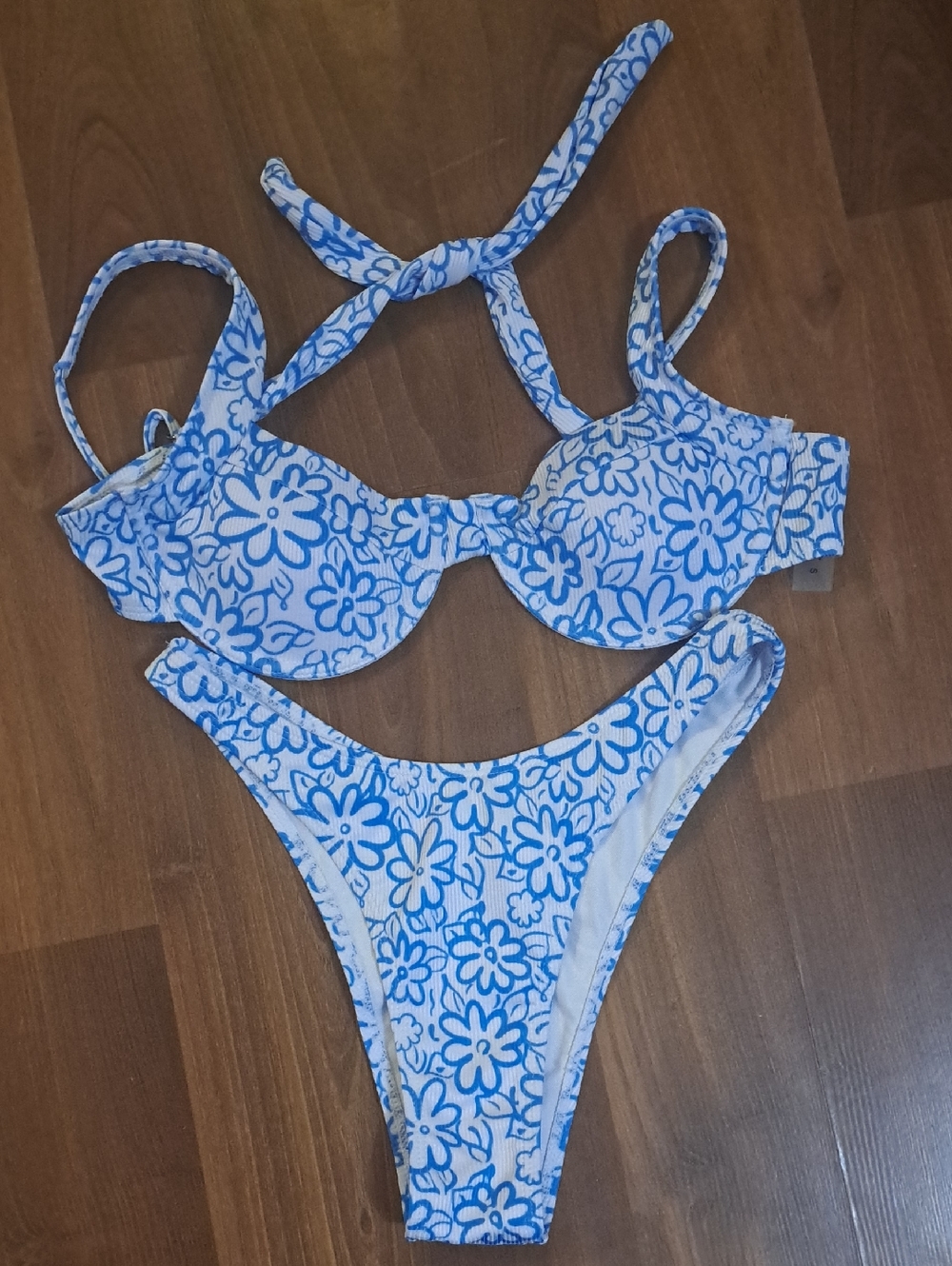 Blue & White Floral Bikini Set